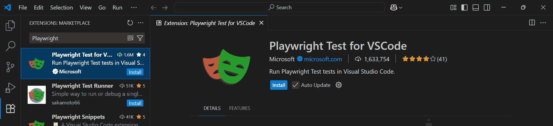 Playwright install button on VS Code Playwright install button on VS Code